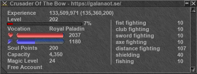 Signature for player Crusader Of The Bow